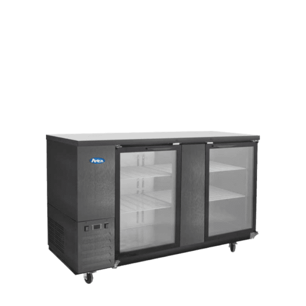 Atosa SBB69GGRAUS2 — 69″ Black Shallow Depth Back Bar Cooler with Glass Doors