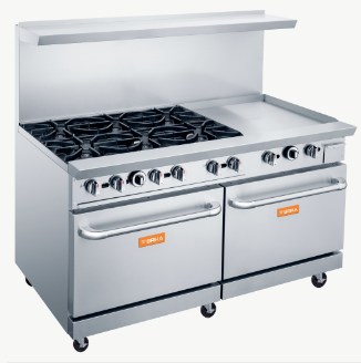 Brika BGR-6B-G24 6 Burner with 24" Griddle (Natural gas or Propane)