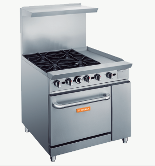 Brika BGR-4B-G12 38″ Range With 4 Open Burner & 12" Griddle (Natural Gas or Propane)