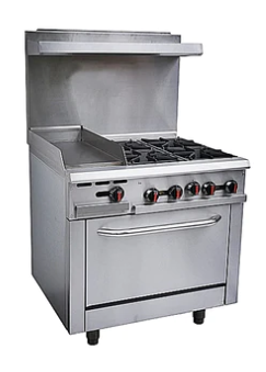 Canco 36" Commercial Natural Gas 4 Burners with 12" Griddle Stove Top Range RGR36-G12