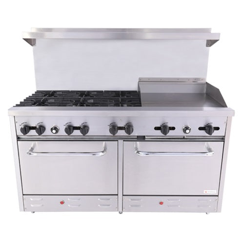 BakeMax America BAS36-24-2 Series Six Burner Gas Range w/24" Manual Griddle