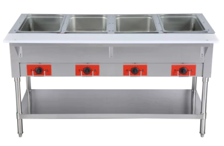 Omega FZ-06D Electric 4 Well Steam Table - 120V or 208-240V, NO WATER REQUIRED