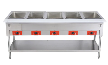 Omega FZ-06E Electric 5 Well Steam Table - 208-240V, NO WATER REQUIRED