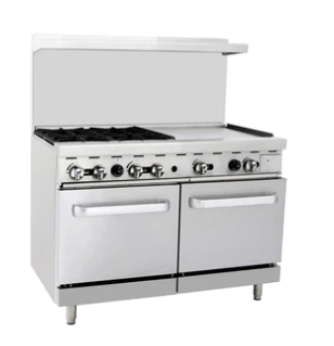 Omega ATO-4B24G Natural Gas 4 Burners with 24" Griddle Stove Top Range