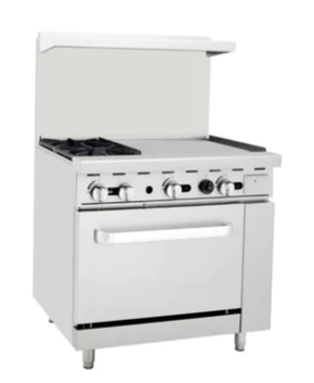 Omega ATO-2B24G Natural Gas 2 Burners with 24" Griddle Stove Top Range