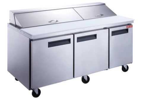 New Air NPT-072-SA - 72" Refrigerated Prep Table with Three Doors
