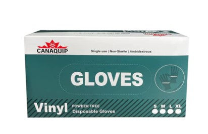 Canaquip Food Grade PVC Vinyl Powder Free Gloves (S/M/L/XL) - 9.5 MIL/0.24 mm - 100 pcs/box VIN01