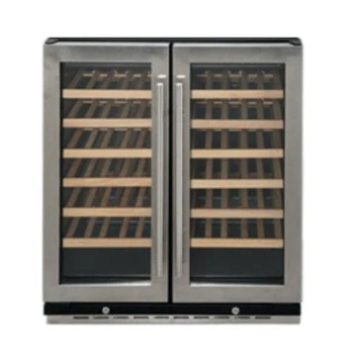 Coolasonic JC165D Double Swing Glass Door Commercial Under Counter Wine Cooler with 66 Bottle Capacity