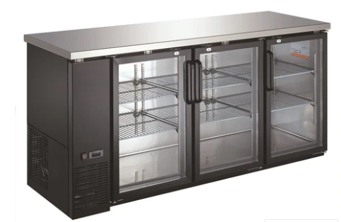 Canco BB-2473 Commercial 73" Triple Glass Door Back Bar Cooler - Swing Door Option
