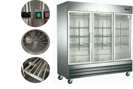 Canco SSGR-2040 Triple Glass Door 81" Wide Stainless Steel Refrigerator