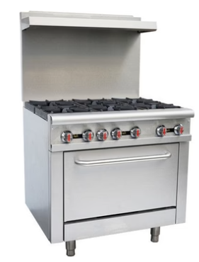 Canco 36" Commercial Natural Gas 6 Burner Stove Top Range With Convection Oven RGR36C