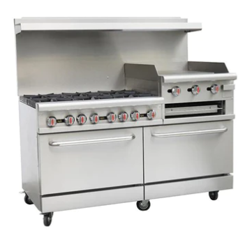 Canco 60 Commercial Natural Gas 6 Burner Stove Top Range with 24 Griddle Broiler and 2 Ovens RGR60 GS24