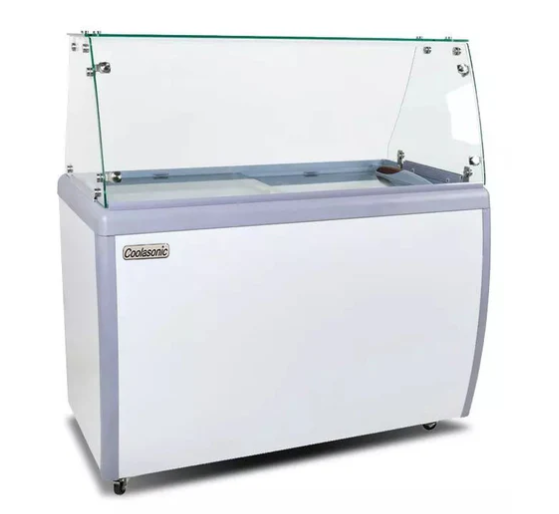Coolasonic DC-360Y 50" Ice Cream Dipping Cabinet / Freezer with Flat Sneeze Guard and 290 L Capacity - 8 tubs Capacity