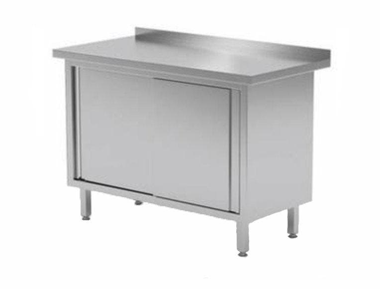 Omega Stainless Steel Dish Cabinets With Sliding Doors With 4" Back Splash