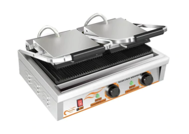 Omega ZDP-82A Large 20" x 9" Double Press Panini Grill - Ribbed Cooking Surface