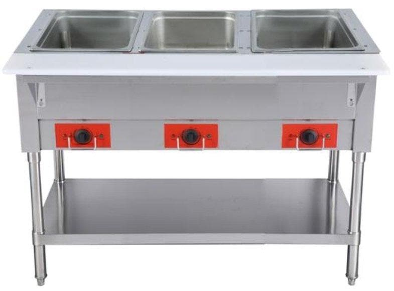 Omega FZ-06C Electric 3 Well Steam Table - 120V or 208-240V, NO WATER REQUIRED