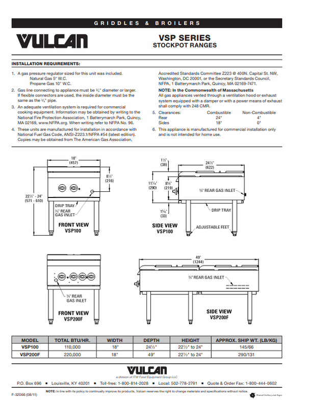 Vulcan VSP100 Natural Gas Stock Pot Range — Gorka's Food Equipment