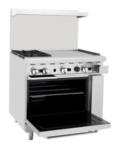 Omega ATO-2B24G Natural Gas 2 Burners with 24" Griddle Stove Top Range