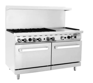 Omega ATO-6B24G Natural Gas 6 Burners with 24" Griddle Stove Top Range
