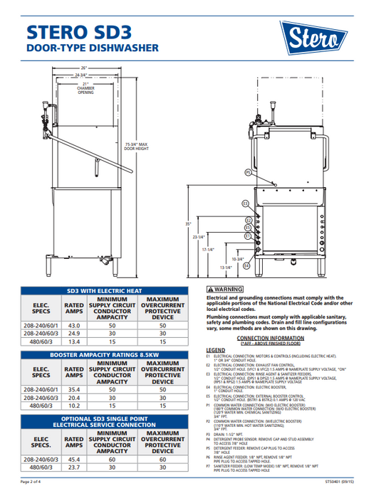 Stero Door-Type Dishwasher SD3- Energy Star