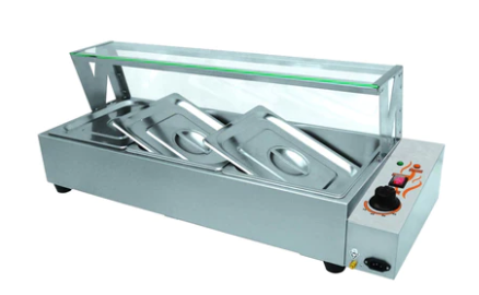Omega ZEB-83 Electric Bain Marie with Glass Guard - Fits 3 PCs 1/2 Size Pans