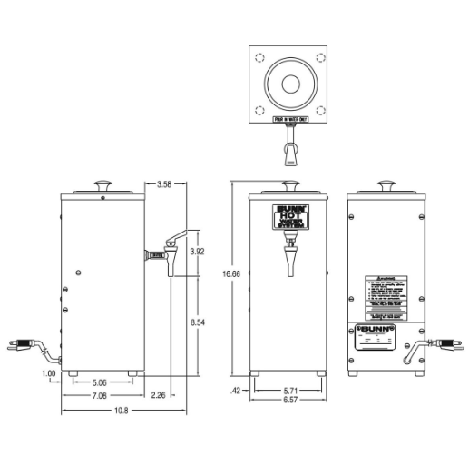 BUNN - 2.4L STAINLESS STEEL OHW POUROVER HOT WATER DISPENSER (120 VOLTS) - 02550.6000