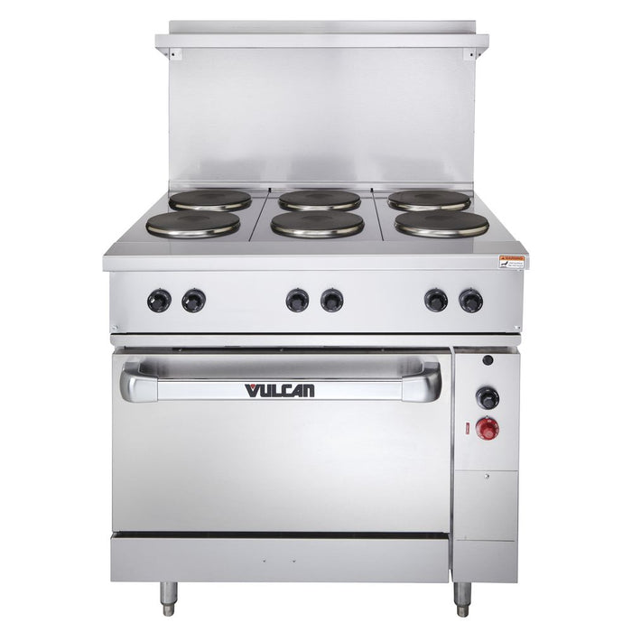 Vulcan EV36S-6FP208 36" Stainless Steel Electric Range with Standard Oversized Oven Base and Six French Hotplates, 208V