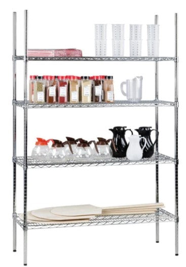 Canarac Chrome/Black Epoxy Wire Shelf Kits (72" High, 4 Shelves) - Various Sizes