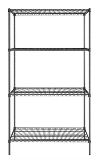 Canarac Chrome/Black Epoxy Wire Shelf Kits (72" High, 4 Shelves) - Various Sizes