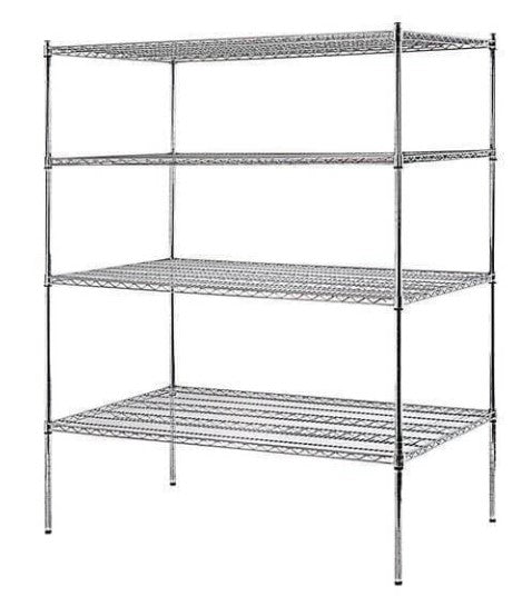 Canarac Chrome/Black Epoxy Wire Shelf Kits (72" High, 4 Shelves) - Various Sizes