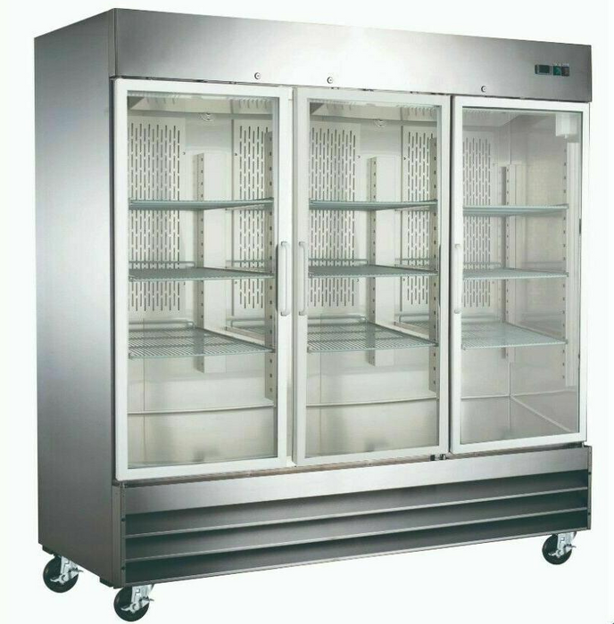 Canco SSGR-2040 Triple Glass Door 81" Wide Stainless Steel Refrigerator
