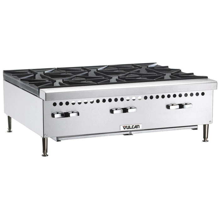 Vulcan VCRH36 Restaurant Series Countertop 36” 6-Burner Gas Hot Plate - 150,000 BTU/hr